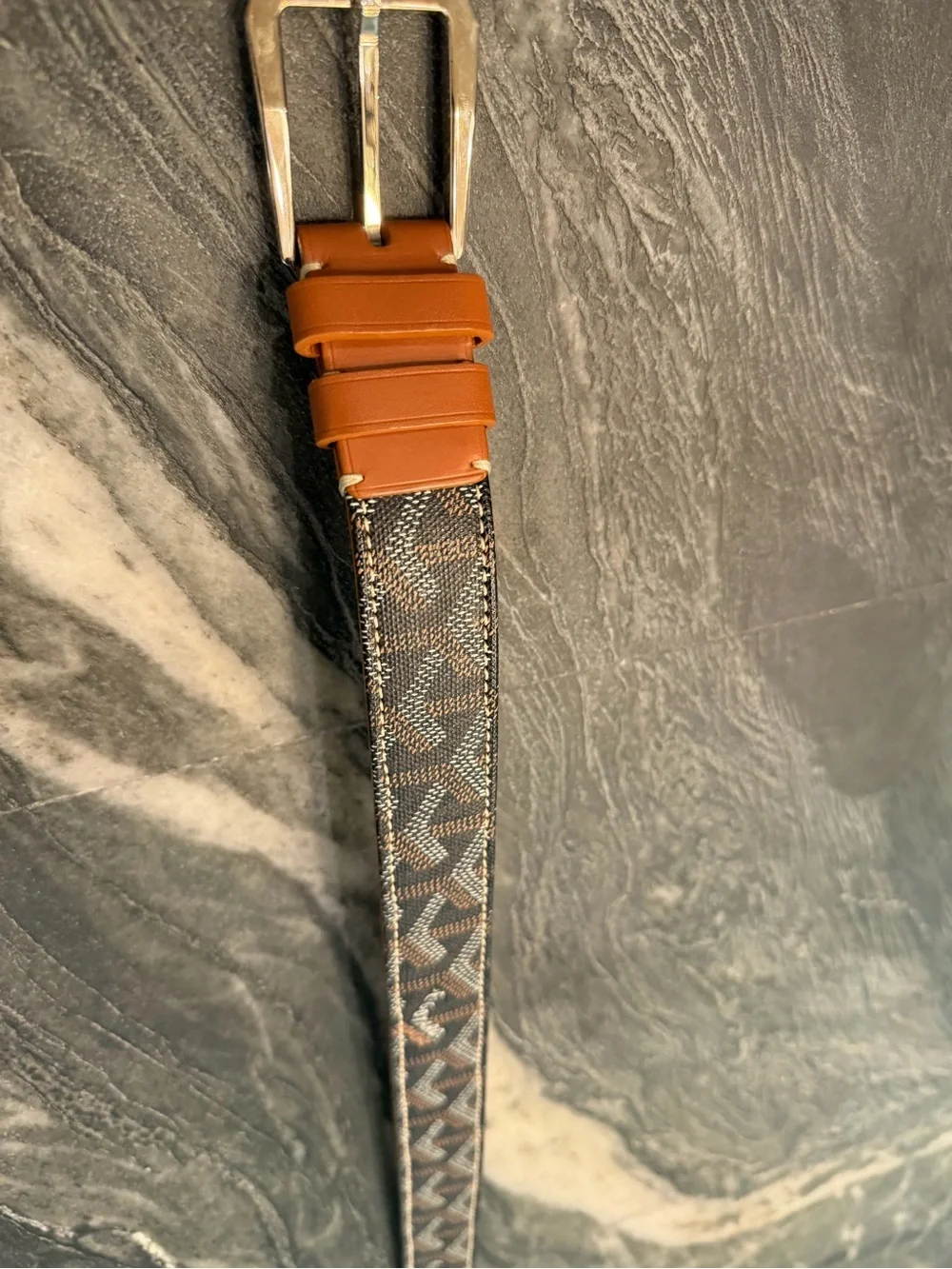 Goyard Leather Belt in Cognac Brown